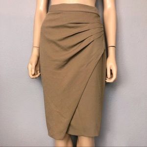 L’agence Pleated Pencil Skirt Camel Brown